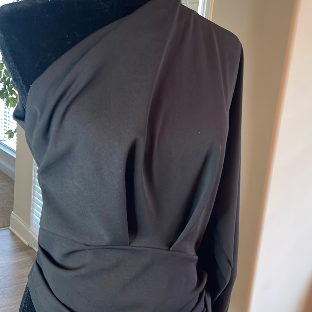 One Shoulder Black Blouse